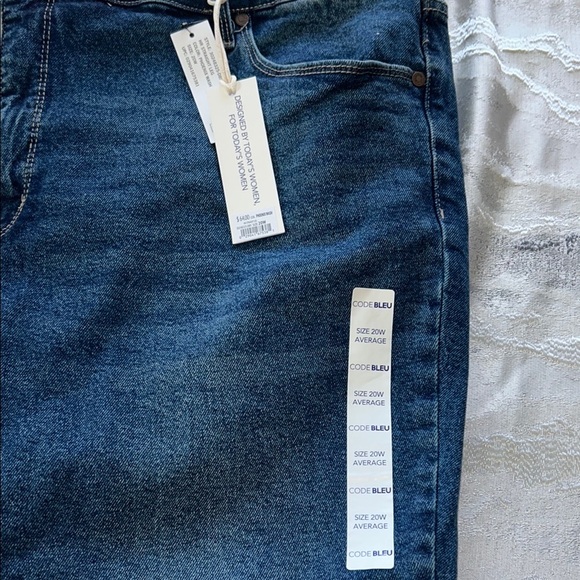Code Bleu Deep Blue Denim JeansSize 20W High Rise Straight Leg New - Picture 11 of 13